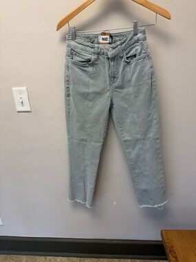 PAIGE Sage Green Cropped High-Rise Jeans